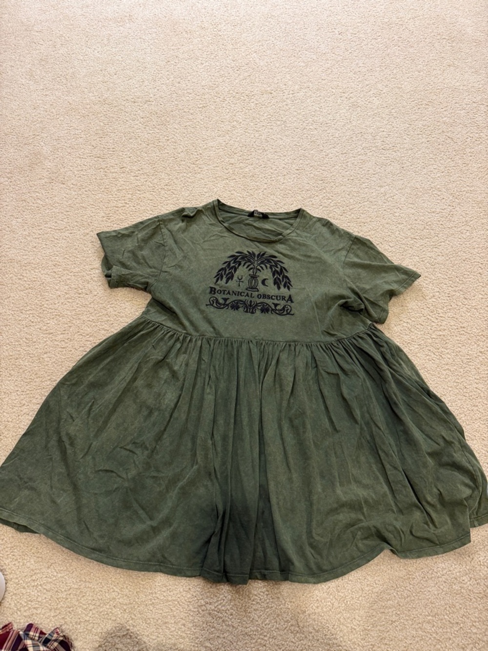 Disturbia Olive Green Graphic Top with Label